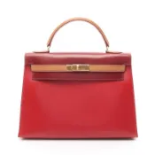 【DOKODEMO】【二手】愛馬仕 Kelly 32 三色手提包，Rouge Vif 和 Rouge H NATURAL兩用款，小牛皮（牛皮）