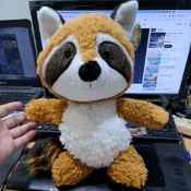 可愛野生動物睡覺陪伴娃娃生日禮物玩偶可愛nic新款大尾巴浣熊公仔叢林朋友可愛萌物 小浣熊玩偶女生生日禮物交換禮物 安撫娃