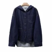 【巴黎精品】現貨+預購 美式牛仔外套丹寧夾克經典牛仔襯衫休閒上衣(寬鬆連帽前短後長女外套a1jc19)