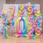 16 英寸漸變站立(0-9)數字氣球兒童生日裝飾鋁箔派對用品節日派對需要裝飾週年派對用品活動 DIY