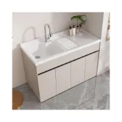 (店+)【林深家具】梳理台/定製配件蜂窩鋁臺盆一體帶搓板家用小戶型石英石洗衣櫃槽定製陽臺/廚房流理台櫃/廚具/水槽櫃/廚房櫃