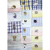 日單《水獺/企鵝/橘貓/貓咪/薩摩耶/柴犬/小狗》刺繡 約20*20公分 紗布毛圈 小方巾 手帕 純棉 瑕疵款