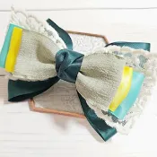 原創髮飾 簡約森林 精靈穿搭 多層次蝴蝶結 氣質蕾絲 手作 大髮夾