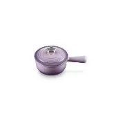 【Le Creuset】琺瑯鑄鐵鍋單柄醬汁鍋16cm(藍鈴紫-花型鋼頭-內鍋白)