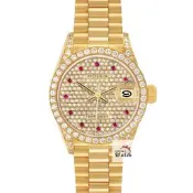 【大眾名錶】ROLEX勞力士 69158 Datejust 18K金 蠔式女錶 原廠滿天星紅寶鑽面盤 大眾名錶B1594