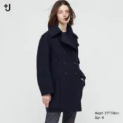 uniqlo +j 深藍色 90%羊毛 長袖 羊毛大衣 女 s碼（櫃1）