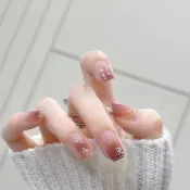 台灣出貨💅豆沙粉穿戴甲 手工穿戴甲 暈染星辰美甲 碎鑽穿戴美甲 溫柔氣質甲片 少女心美甲片 夏日豆沙粉美甲