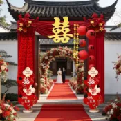 台灣出貨☆結婚農村院子佈置自建房大門場景裝飾婚禮男女方戶外婚房裝扮套餐