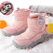 vinne百貨家居 兒童雪靴 兒童冰爪防滑雪靴雪地靴冬季新款東北大棉鞋男童冬鞋皮毛一體加絨防水