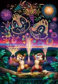 DSG500-418 絕版透明塑膠迷你500片日本進口拼圖 迪士尼 奇奇 蒂蒂 Chip 'n' Dale 煙火 花栗鼠