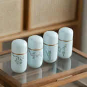 全球選品1館 生活百貨 吾唯知足 陶瓷可攜式精緻小號茶葉罐密封罐迷你隨身旅行高級茶葉罐