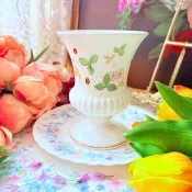 英國骨瓷 皇家御用 wedgwood Wild Strawberry野草莓花瓶花器