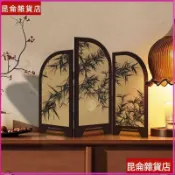 【中古和風】墨竹飛鳥小屏風 桌面擺件 書房擺飾 家居裝飾 工藝品 模型背景 宣貫裝飾 宴王器具 宴王點心 屏風 擺飾 模