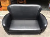 東鼎二手家具 全新品 小丸子系列二人座 黑色皮革沙發*客廳沙發*皮沙發*洽談沙發*辦公沙發*沙發*雙人座*套房沙發*兩人