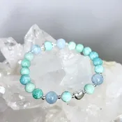 喉輪||療癒愛說出愛||天河石海水藍寶手珠
