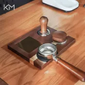 東升精品館 一體式咖啡布粉器壓粉桌墊套裝 胡桃木三合一平板填壓墊工廠批發