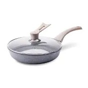 【CookPower 鍋寶】熔岩厚釜七層鑄造不沾鍋平底鍋28CM-IH/電磁爐適用(含可立式鍋蓋)