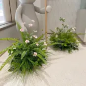 楓林宜居 【浪漫自然風】仿真綠植組合森系小清新波斯菊花藝櫥窗服裝店景觀婚禮造景布置