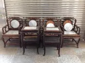 日據巴洛克檜木雲石太師椅4椅2几