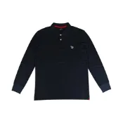 Paul Smith 經典刺繡彩色斑馬小LOGO棉質長袖POLO衫(男款/深藍)