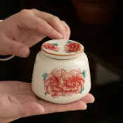 全球選品1館 生活百貨 幾歡汝窯陶瓷牡丹花茶葉罐密封罐家用防潮高檔茶葉儲存罐存茶罐子