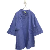【荷湘田】台灣製夏裝復古盤扣純色舒適棉衣茶服