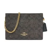 【COACH】深咖啡滿版c logo皮革斜背信封包(CW204 IMXAQ)