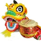 緹娜嚴選 tinaestore 【舞獅兩件套-10寸獅頭帶被+6寸鼓-1款/組】適用6-12歲兒童舞獅醒獅表演整套道具-3001002