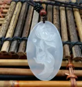 協貿國際日用品生活2館 天然玉石A貨冰種玉石蓮花玉掛件高冰透明玉髓吊墜玉蓮花玉墜