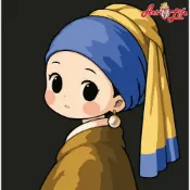 (店+)【ArtLife 藝術生活】AQ040	珍珠少女 20*20CM(數字油畫 DIY DIY數字油畫 交換禮物 畫畫玩具)