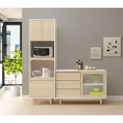 【直人木業】綠建材彩妝板溫馨系列電器櫃組181公分(電器櫃60公分+長虹玻璃廚櫃121公分)