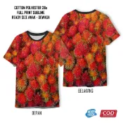 酷全印花紅毛丹水果 T 恤| 男女通用 3D 成人服裝