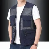 【巴黎精品】工裝背心休閒夾克-多口袋網狀戶外機能男外套5色a1du9