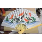 【幸運星】 現貨 九魚圖 風水畫 大扇子  扇子 年年有餘 攝影 道具 新娘丟扇子 過年應景