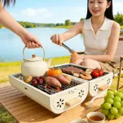 寶樟通訊24H出貨 戶外烤肉爐 多功能燒烤爐 新款抽屜式 方便換碳 家用煎烤兩用 圍爐便攜式露營 無煙燒烤架 小魏媽咪旗艦店熱賣品
