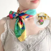 【幾何絢影時尚方巾】StephyDesign絲巾+ 絲巾扣 高級禮盒 | 絲巾
