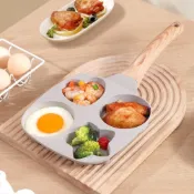 (店+)【鼎匠】升級雞蛋漢堡早餐煎鍋 4孔圓形愛心星形日月星辰麥飯石不沾平底鍋(米白四格煎荷包蛋模具IH電磁爐)
