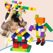 喜挖2店 幼兒園桌面拼插正方形魔法方塊積木拼裝益智顆粒兒童玩具男孩女孩