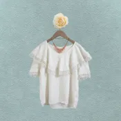 *♡*韓國設計The Most/白色/鏤空樹枝滾邊.棉感上衣/適小M/近新/二手衣《Anna的百寶箱》