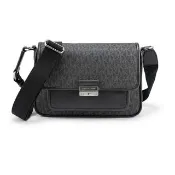 【Michael Kors】中小型-BRADSHAW滿版LOGO翻蓋肩背包35S5S2BM8B(黑灰)