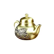 (店+)黃銅麒麟茶壺 手把壺 黃銅工藝品銅器 茶桌茶藝茶道 復古中式茶具 高壺銅製品 台灣出貨 附發票