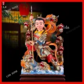 Y🔥能量加持🔥4寸三頭六臂哪吒三太子神像 居家供奉道家護法中壇帥九龍太子樹脂像居家擺件 中壇元帥雙輪站九龍太子擺件🔥台灣
