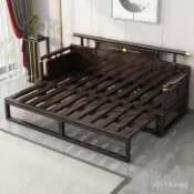 免運【可上門安裝💕廠傢精選】羅漢床 新中式實木羅漢床羅漢榻大小戶型可推拉伸縮坐臥兩用橡膠木沙髮 QBDN