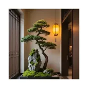 (店+)新中式仿真迎客松室內造景觀裝飾大型羅漢松假樹餐廳玄關角落擺件 d73