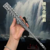 秒殺🔥中國風騰龍金剛扇加厚金屬摺扇古風絹布扇面國風收藏工藝摺疊扇子臺灣出貨✨