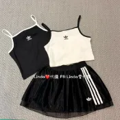Linda❤️代購 Adidas 童裝 黑 白 細肩帶 背心 KE2492 KE2493 黑色 紗裙 短裙 KC6797