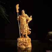 【實木精雕】黃楊木雕關公手把件 義薄雲天關羽雕像擺件 家居客廳關二爺實木擺飾 關聖帝君手把件 關聖帝君擺件 木雕