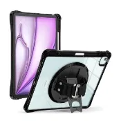 【盔甲清透】iPad Pro 11吋 2022/Air5/4 10.9吋 四角加固PC硬蓋防摔保護殼 秒收旋轉支架(附側背帶)