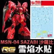 鋼普拉 eye攝影 【鋼普拉】雪焰水貼 螢光版 BANDAI 鋼彈UC RG 1/144 #29 MSN-04 SAZABI 沙薩比