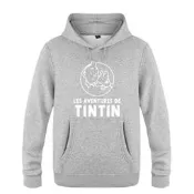 連帽衫帽T抓絨男式連帽衛衣 Tintin Adventure 丁丁歷險記 經典動漫卡通